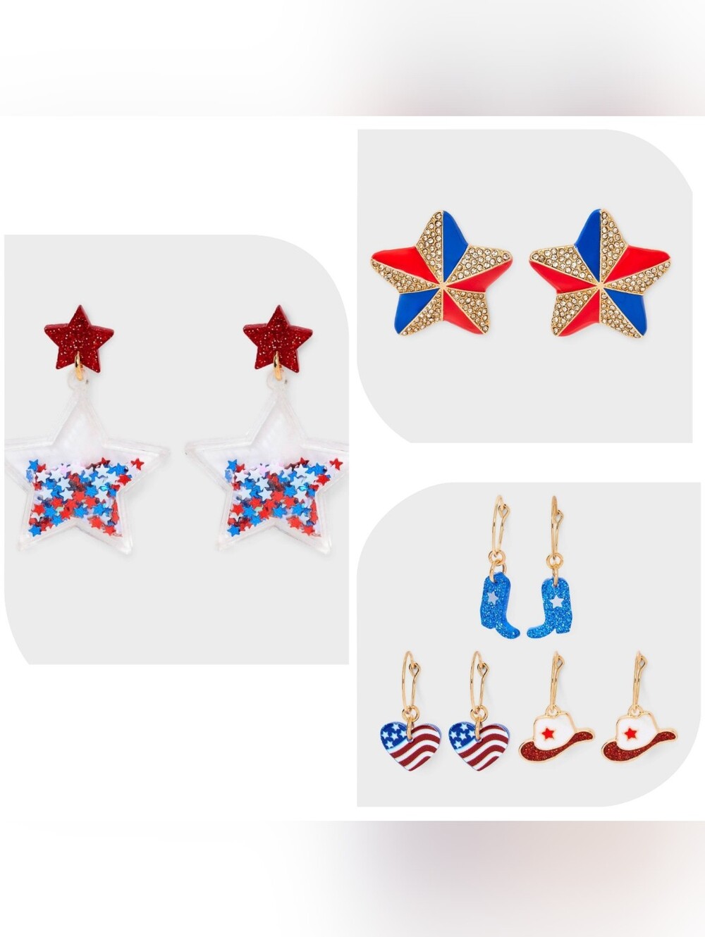 Nwt Patriotic Americana Star Cowgirl Earrings Bundle